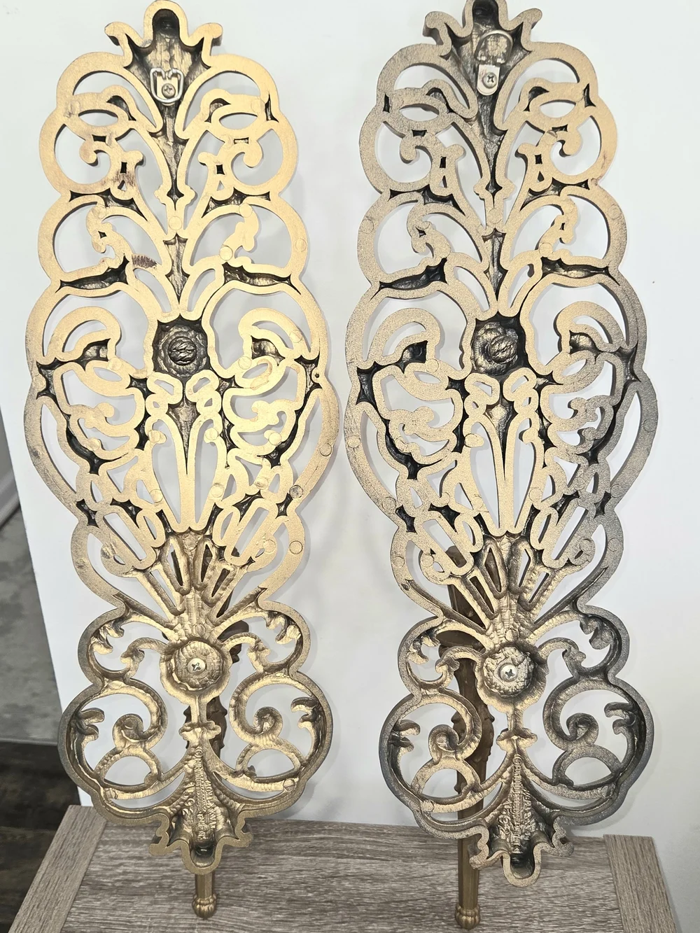 Set of 2 VTG Burwood Products Syroco Gold Hollywood Regency Wall Candle Sconces. - Picture 9 of 13